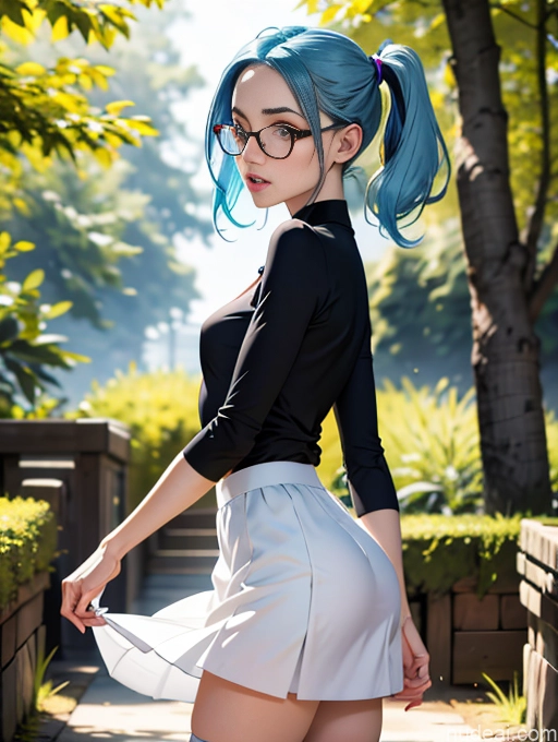 related ai porn images free for Skinny Small Ass Small Tits Glasses Short Fairer Skin 20s Shocked Blue Hair Pigtails British High Socks Long Skirt Front View