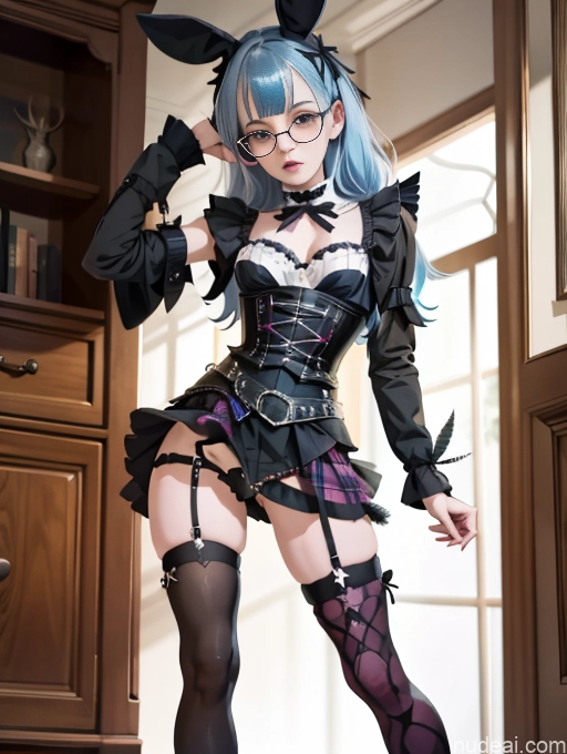 ai nude image of pics of Skinny Small Ass Small Tits Glasses Short Fairer Skin 20s Shocked Blue Hair British Playboy Bunny Woman Long Hair Witch Thigh Socks Corset Close-up View Punk Skirt Punk / Rock / Gothic Bows Cowgirl Outfit