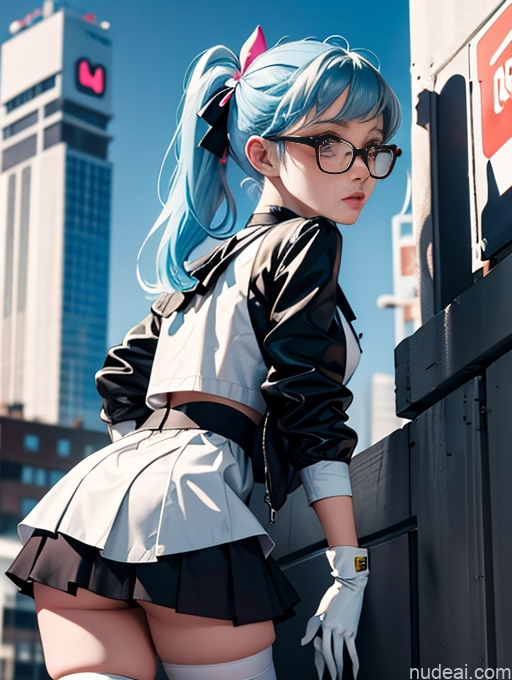 related ai porn images free for Skinny Small Ass Small Tits Glasses Short Fairer Skin 20s Blue Hair Thigh Socks Close-up View Bows Choker White Stockings Pigtails Gloves Jacket Long Skirt