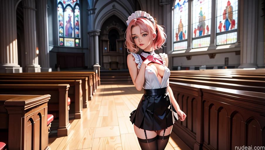 related ai porn images free for Lingerie Model One Perfect Boobs Perfect Body 18 Pink Hair Straight White Crisp Anime Church Maid Seductive Bending Over Micro Skirt Front View Stockings