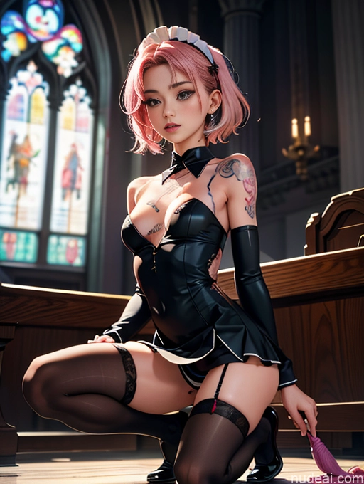 related ai porn images free for Model Two Perfect Boobs Perfect Body 18 Seductive Pink Hair Straight Korean Soft + Warm Church Front View Bending Over Maid Stockings Micro Skirt Tattoos