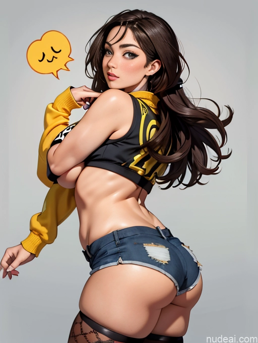 Athlete Perfect Boobs Beautiful Big Ass Big Hips Thick Perfect Body Afingering 40s Black Hair German Mixed Patterns Of Text And Emoji Dynamic View Tall Detailed Busty Seductive Mintcastella Long Hair Fishnets & Shorts