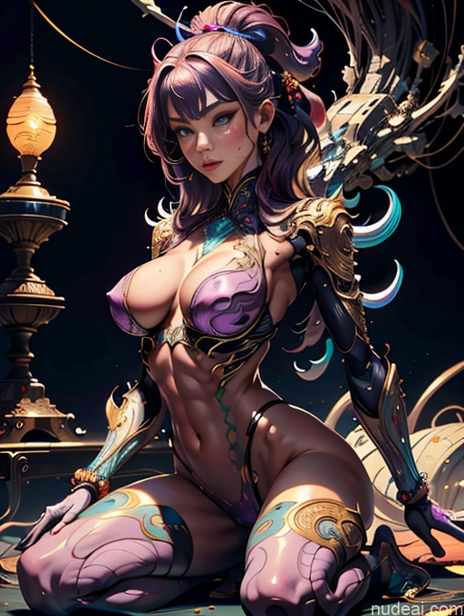 ai nude image of pics of Beautiful Big Ass Big Hips Skinny Abs Perfect Body Afingering Buxomy 40s Seductive Detailed Muscular Woman Thick Tanned Skin Made Of Fractals Dark Fantasy Bright Lighting Full Frontal Busty Perfect Boobs Purple Hair Long Hair Chinese