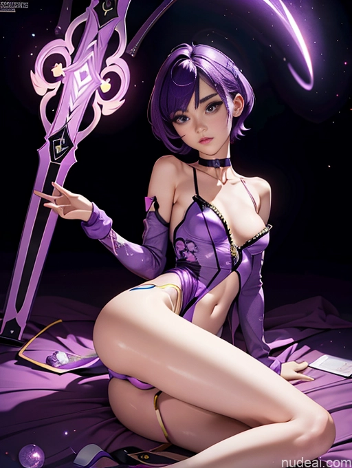 Beautiful Small Ass Skinny Long Legs Tall Perfect Body 18 Purple Hair Choker Cosplay Viet Doll Likeness Dark Lighting Detailed Several Sorority Pixie Busty