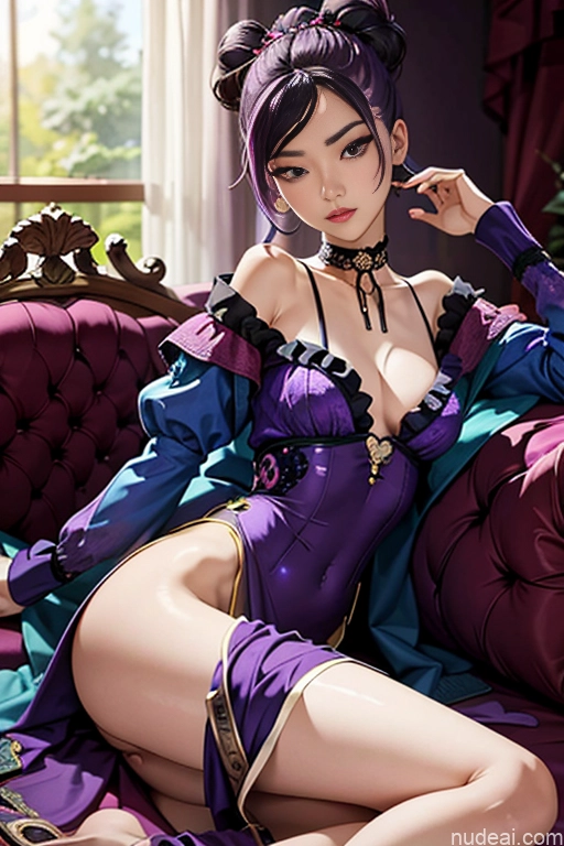 ai nude image of pics of Beautiful Small Ass Skinny Long Legs Tall Perfect Body 18 Purple Hair Choker Viet Doll Likeness Dark Lighting Detailed Model Couch Victorian Perfect Boobs Orgasm Hair Tied Up