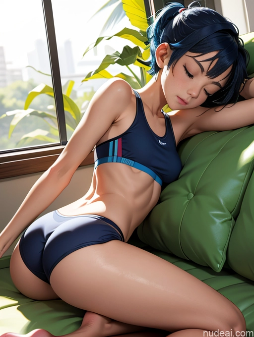 related ai porn images free for Model One Small Tits Small Ass Skinny Short 18 Asian Sleeping Pixie Blue Hair Sports Bra Panties