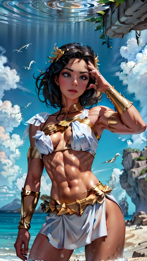 related ai porn images free for Several Bodybuilder Busty Muscular Abs Surrealist Powering Up Dynamic View Menstoga, White Robes, In White And Gold Costumem, Gold Headpiece, Gold Belt, Gold Chain Captain Marvel Deep Blue Eyes Batwoman Mary Thunderbolt