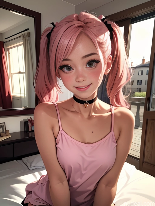 related ai porn images free for Woman One Chubby Short Small Tits 18 Happy Pink Hair Pigtails Latina Bedroom Front View Choker Casual Soft Anime