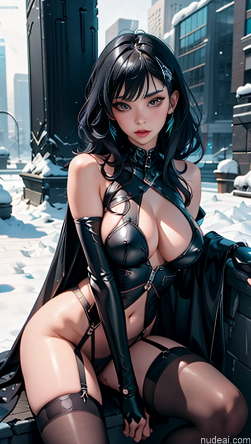 ai nude image of pics of Milf Busty Perfect Boobs Big Ass Fat Big Hips Tanned Skin 30s Seductive Bangs Stockings Topless Detailed ((maxmonolith)) Black Footwear, Black Cape, Black Pantyhose, Short Dress, Black Dress Partially Nude Transparent Complete Nude Cyberpunk Snow Elemental Series - Ice Blue Hair Doggystyle (Side View)