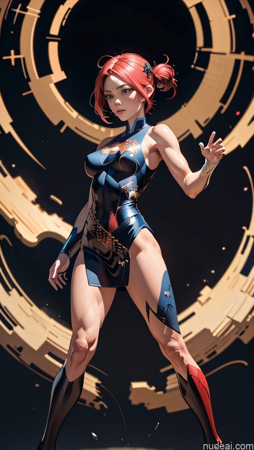 Several Perfect Boobs Muscular Abs Dynamic View Powering Up Surrealist Superheroine Superhero China Dress Of Kisaki (Blue Archive)