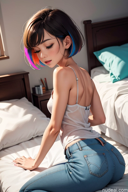 related ai porn images free for Woman One Small Tits Small Ass Skinny Short 18 Orgasm Brunette Short Hair Front View On Back Blouse Jeans Casual Bedroom