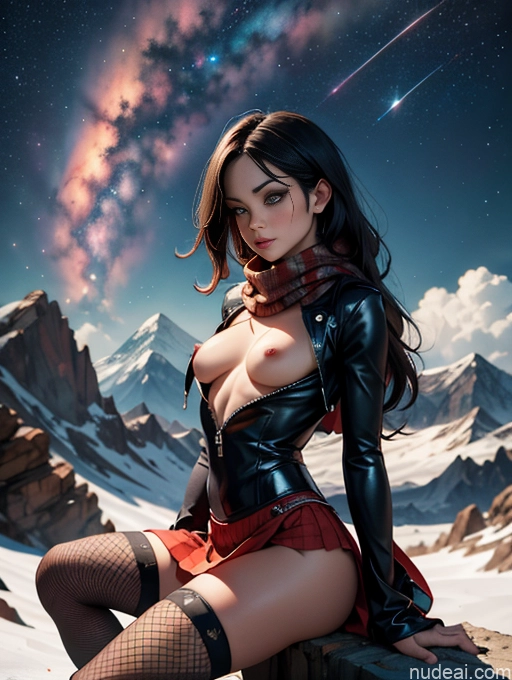 related ai porn images free for Model One Busty Perfect Body Small Tits 20s Serious Black Hair Long Hair White Stargazing Front View Straddling Micro Skirt Goth Devil Topless Mountains Scarf Fishnet