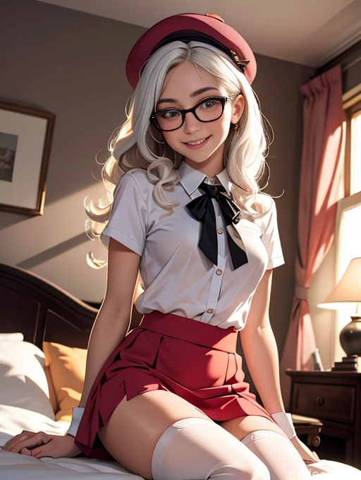 related ai porn images free for 18 German Bedroom Glasses Mini Skirt Thigh Socks Happy Curly Hair Shirt Busty Hat White Hair