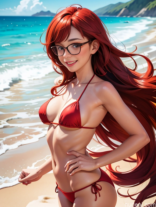 related ai porn images free for Perfect Boobs Ginger Happy Glasses Long Hair Beach Microkini Big Ass