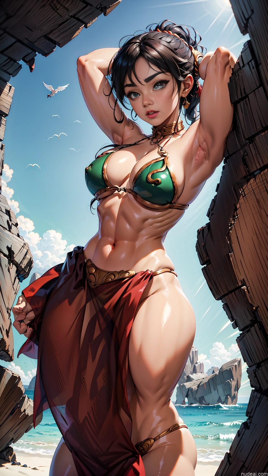 related ai porn images free for Sari Several Powering Up Surrealist Dynamic View Abs Muscular Busty Bodybuilder Slavekini, Aka Slave Leia Outfit