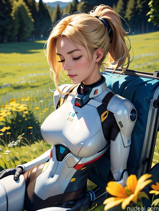 related ai porn images free for Woman One Perfect Boobs Perfect Body Big Hips 18 Laughing Blonde Ponytail Meadow Sleeping Mech Suit