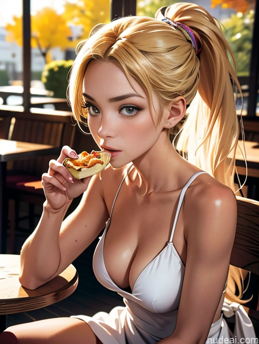 related ai porn images free for Woman Perfect Boobs Skinny Perfect Body 18 Blonde Ponytail Several Dress Restaurant Eating