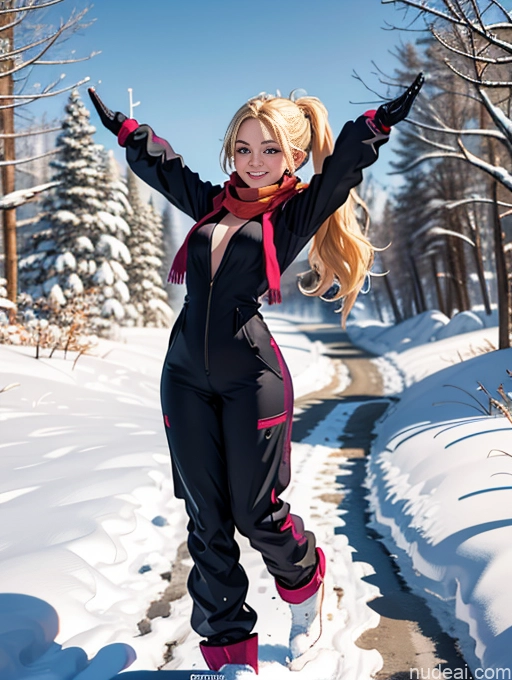 related ai porn images free for Woman One Perfect Boobs Skinny Perfect Body 18 Blonde Happy Snow Scarf T-pose Ponytail Jumpsuit