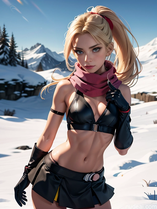 related ai porn images free for Woman One Perfect Boobs Beautiful Perfect Body Abs Lipstick 18 Serious Blonde Gaming Ponytail Bra Micro Skirt Gloves Scarf Snow