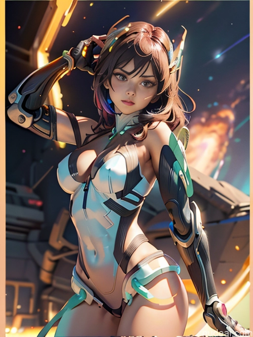 Detailed Powering Up Dark Lighting Jewelry Cleavage Stargazing Dynamic View Jumping Construction Worker Space Suit Cyborg Muscular Busty Girl Deva Battle Suit/Angela Balzac Cosplay Cyberhelmet V3