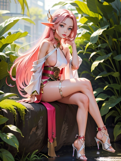 related ai porn images free for Model One Beautiful Skinny 18 Pink Hair Long Hair Japanese High Heels Elf Outfit/Elf Bikini