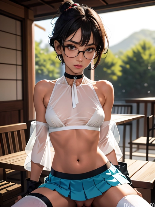 related ai porn images free for Woman Oiled Body 18 Seductive Brunette Pixie Japanese Straddling Choker Perfect Boobs Beautiful Glasses Skinny Big Hips Short Perfect Body Tanned Skin Cafe Mini Skirt Thigh Socks Bra Transparent