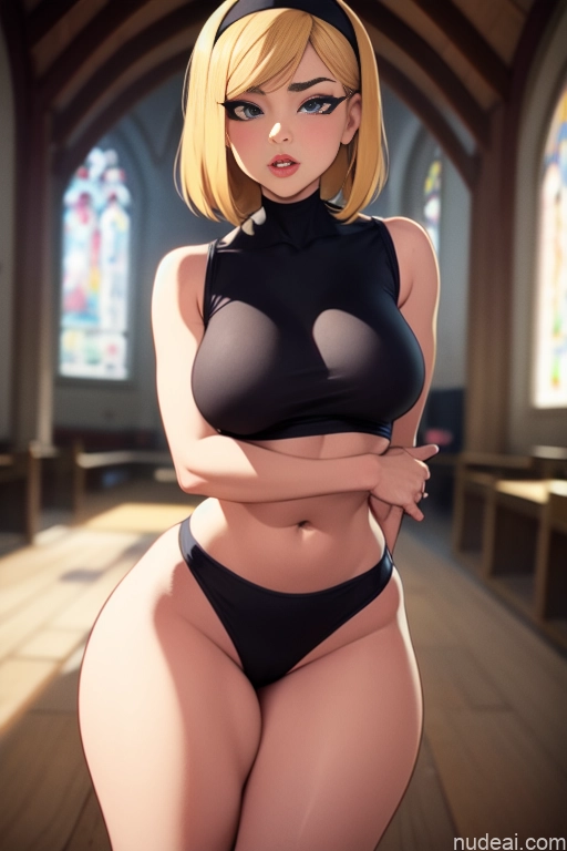 related ai porn images free for Woman Busty Perfect Boobs Beautiful Big Ass Thick Tall Perfect Body Long Legs 20s Serious Blonde Bobcut German Church Nun Sports Bra No Panties?