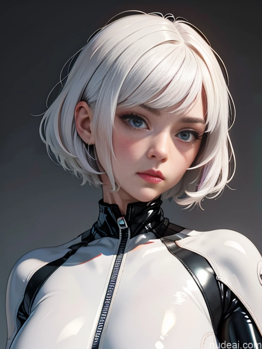 related ai porn images free for 18 White Hair Bobcut Japanese Hijiri's Cross-Laced Latex Bikesuit