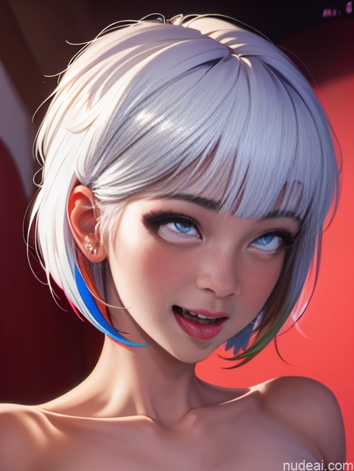 related ai porn images free for 18 White Hair Bobcut Japanese Ahegao (smile)