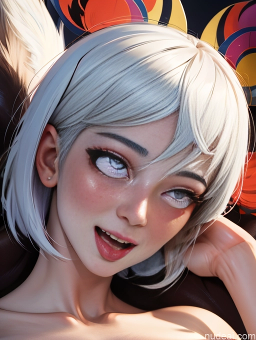 related ai porn images free for 18 White Hair Bobcut Japanese Ahegao (smile) Front View