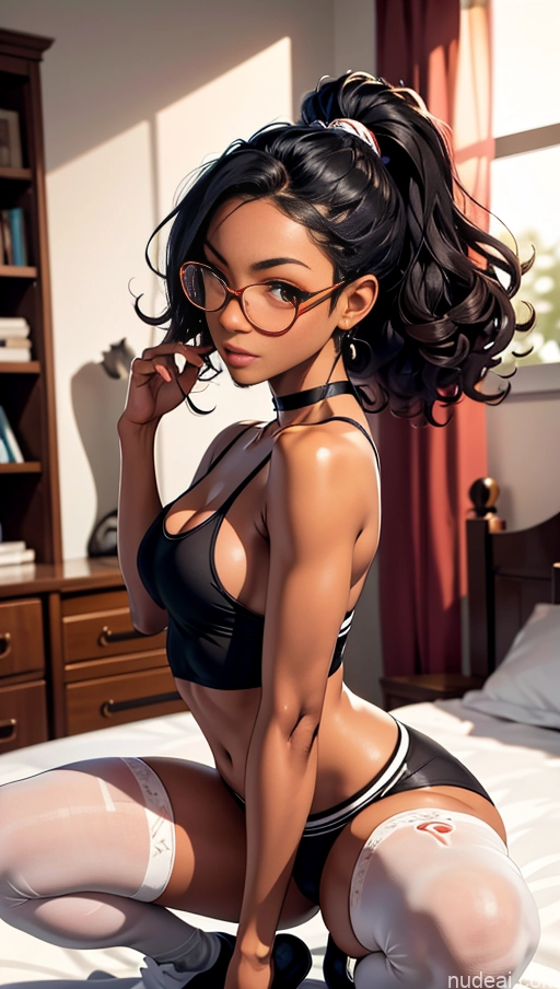 related ai porn images free for One Beautiful Glasses 18 Cleavage Bedroom Squatting Choker Thigh Socks Tank Top Curly Hair Black Dark Skin Short Big Ass Back View Perfect Body Sexy Face Seductive Laughing