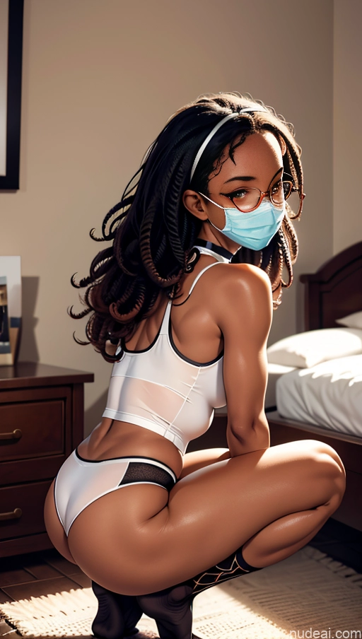 related ai porn images free for One Beautiful Glasses 18 Cleavage Bedroom Squatting Choker Thigh Socks Tank Top Curly Hair Black Dark Skin Short Perfect Body Sexy Face Seductive Laughing Side View Ginger High Socks Face Mask