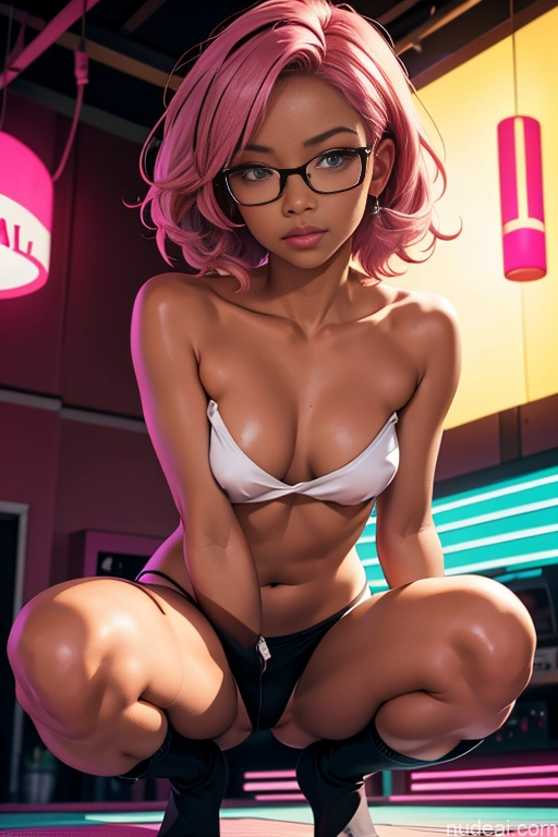 related ai porn images free for One Beautiful Glasses Short 18 Seductive Pink Hair Black Squatting Tank Top Thigh Socks Topless Dark Skin Crisp Anime Curly Hair Underwear High Socks Strip Club