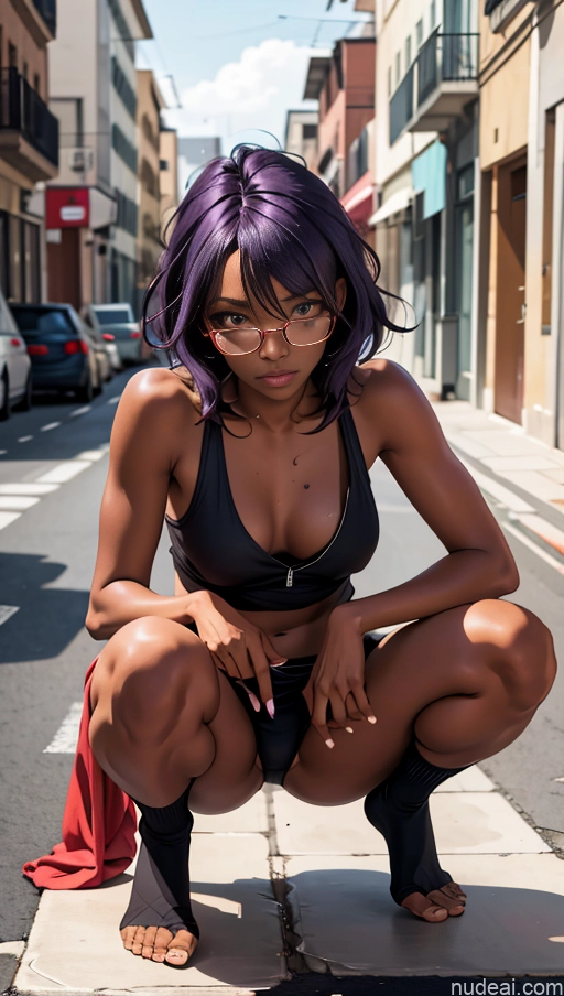 related ai porn images free for One Perfect Boobs Glasses Beautiful Short Dark Skin 18 Seductive Purple Hair Messy African Soft Anime High Socks Tank Top Topless Squatting Suit Street