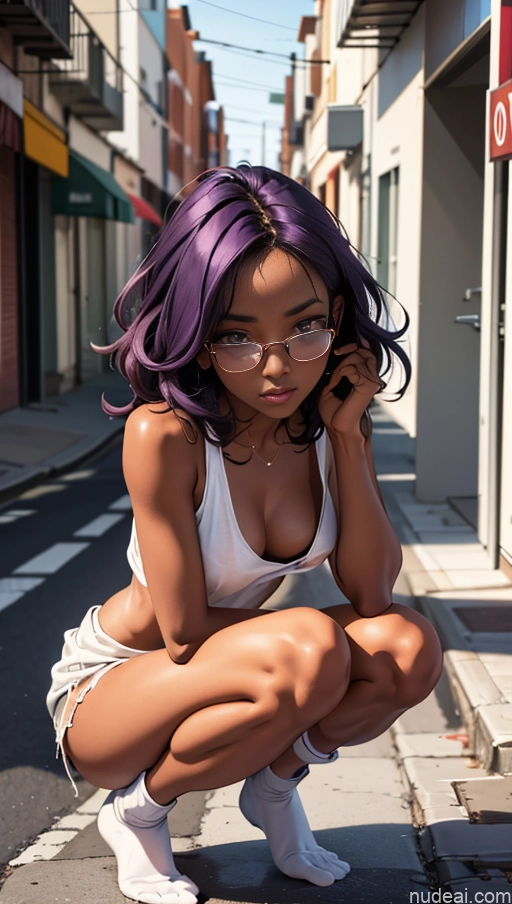 related ai porn images free for One Perfect Boobs Glasses Beautiful Short Dark Skin 18 Seductive Purple Hair Messy African Soft Anime High Socks Tank Top Topless Squatting Street