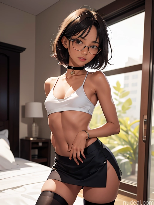 related ai porn images free for One Beautiful Glasses Short Perfect Body Dark Skin Seductive Brunette Messy Front View Choker Crop Top Micro Skirt Tank Top Thigh Socks Underwear Cleavage Partially Nude Detailed Sorority Small Tits Small Ass Skinny 18 Asian