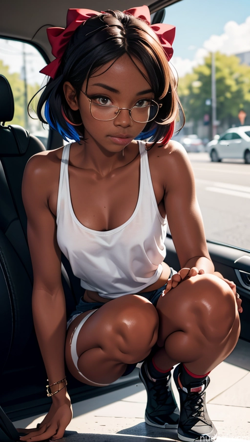 related ai porn images free for One Glasses Beautiful 18 Black Ginger High Socks Tank Top Car Squatting Short Shorts Partially Nude Bows Dark Skin