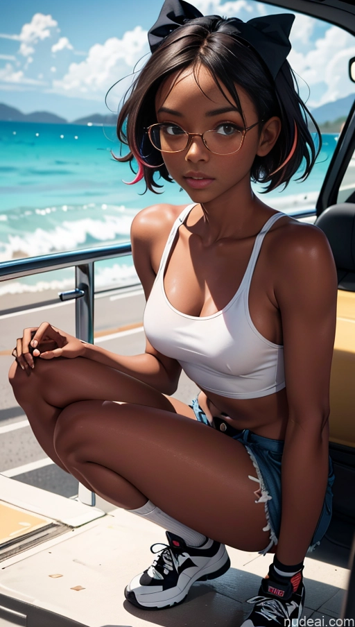 related ai porn images free for One Glasses Beautiful 18 Black Ginger High Socks Tank Top Car Squatting Short Shorts Partially Nude Bows Dark Skin