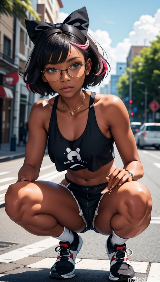 related ai porn images free for One Glasses Beautiful 18 Black Ginger High Socks Tank Top Car Squatting Short Shorts Partially Nude Bows Dark Skin