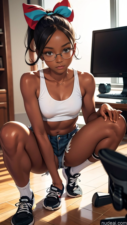 related ai porn images free for One Glasses Beautiful 18 Black Ginger High Socks Tank Top Squatting Short Shorts Partially Nude Bows Dark Skin Office Perfect Boobs Perfect Body Short