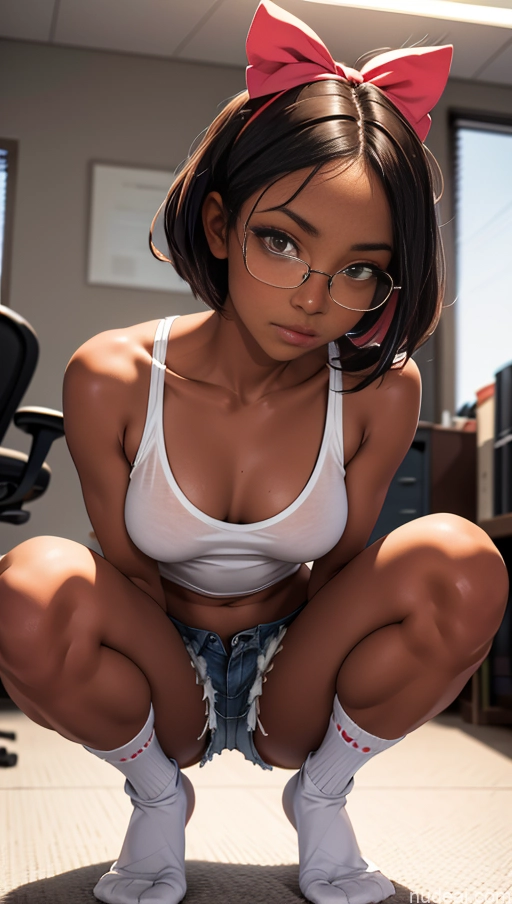 related ai porn images free for One Glasses Beautiful 18 Black Ginger High Socks Tank Top Squatting Short Shorts Partially Nude Bows Dark Skin Office Perfect Boobs Perfect Body Short