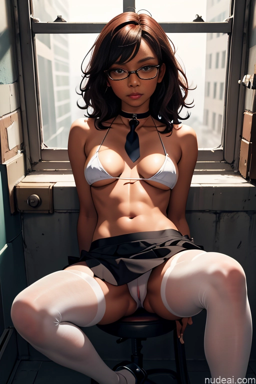 related ai porn images free for Perfect Boobs Beautiful Glasses Short Dark Skin 18 Seductive Ginger Curly Hair Black Soft + Warm Choker High Heels Microkini Micro Skirt Stockings Tie Shirt Partially Nude Cleavage Pantyhose Spreading Legs One Prison