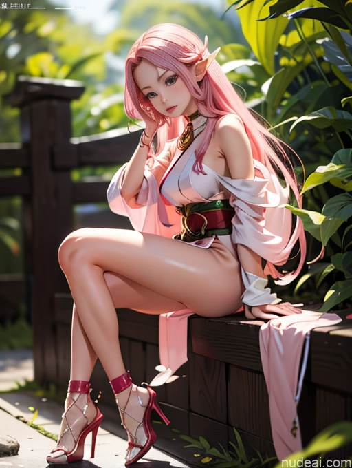 related ai porn images free for Model One Beautiful Skinny 18 Pink Hair Long Hair Japanese High Heels Elf Outfit/Elf Bikini