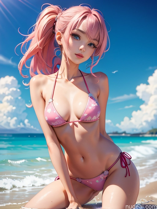 related ai porn images free for Model One Beautiful Skinny 18 Pink Hair Long Hair Japanese Bikini