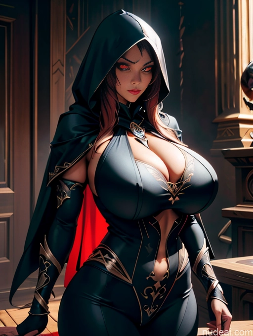 Huge Boobs Perfect Boobs Muscular Perfect Body Tanned Skin Detailed Seductive Front Facing Full Body Jewelry Cultist Hood Zdyna_pose Knight