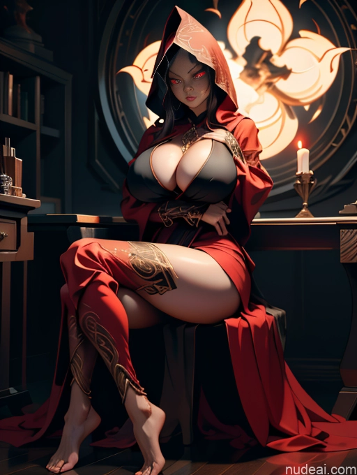 Huge Boobs Perfect Boobs Muscular Perfect Body Tanned Skin Detailed Seductive Front Facing Full Body Jewelry Cultist Hood Zdyna_pose Phoenixdress Partially Nude Full Frontal