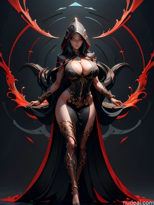 Huge Boobs Perfect Boobs Muscular Perfect Body Tanned Skin Detailed Seductive Front Facing Full Body Jewelry Cultist Hood Zdyna_pose Phoenixdress Partially Nude Full Frontal