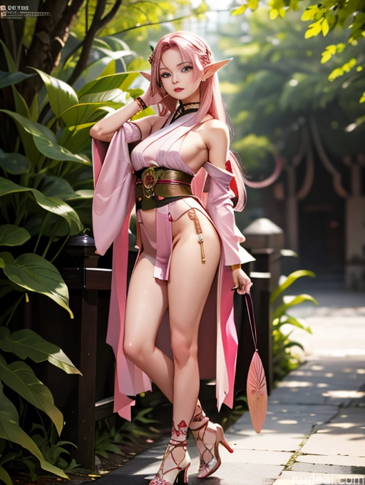 related ai porn images free for Model Two Beautiful Skinny 18 Pink Hair Long Hair Japanese High Heels Elf Outfit/Elf Bikini