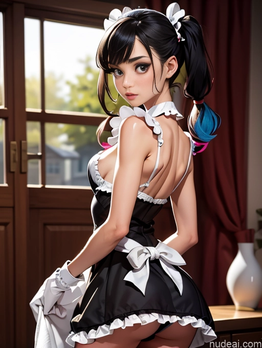 related ai porn images free for Small Ass Beautiful Small Tits Skinny Perfect Body Short 20s Serious Black Hair Pigtails Maid Soubrette (French Maid)