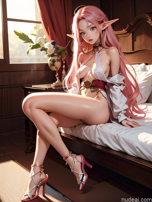 related ai porn images free for Model One Beautiful Skinny 18 Pink Hair Long Hair Japanese High Heels Bedroom Elf Outfit/Elf Bikini